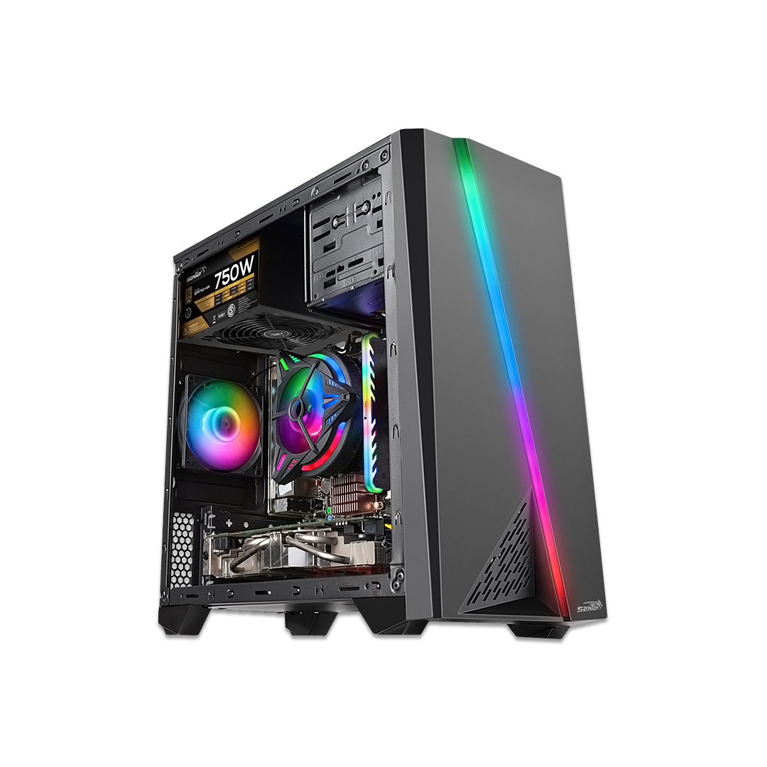 Gabinete Pc Gamer Sentey  Rgb Acrilico Gaming Usb 3.0